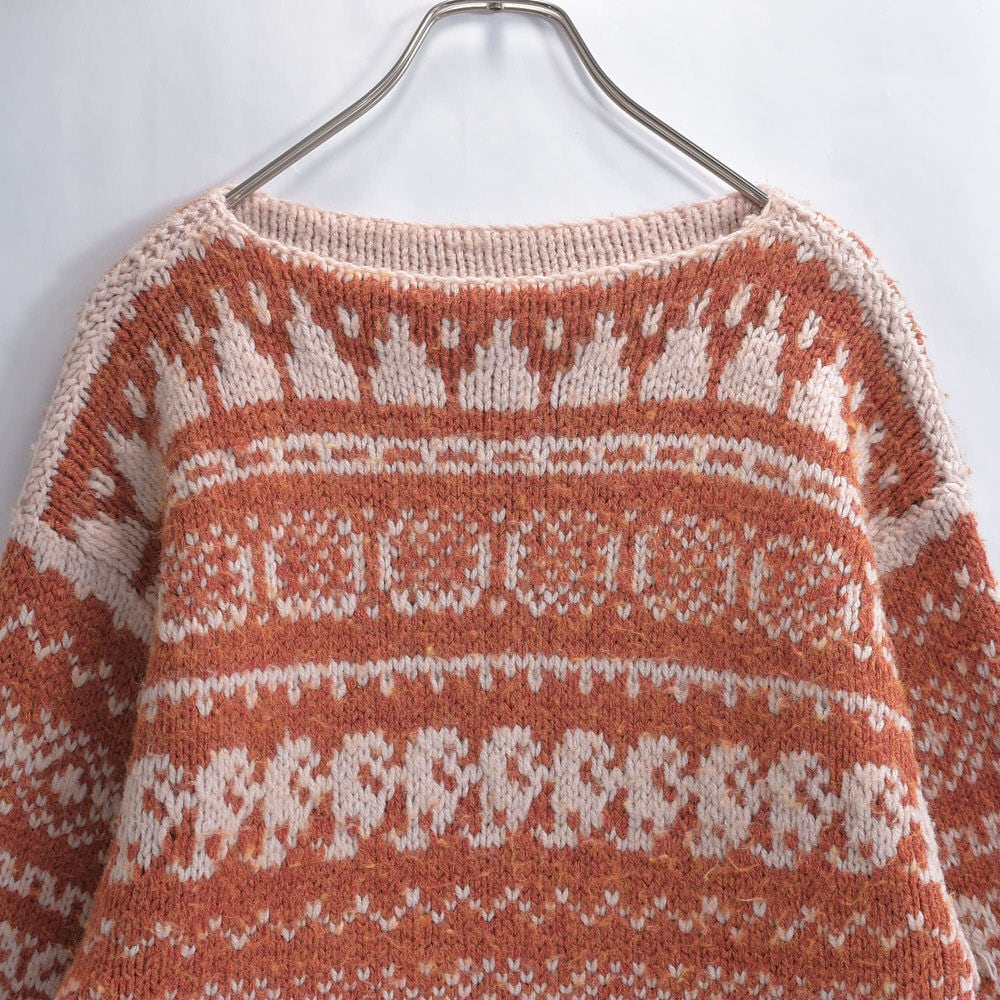 Used 北欧 フェア・アイル ノルディック調 幾何学模様 デザイン ボート