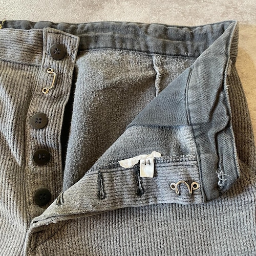 50-60s フレンチワーク ストライプ コットンピケ グレー パンツ W31 詳細写真9