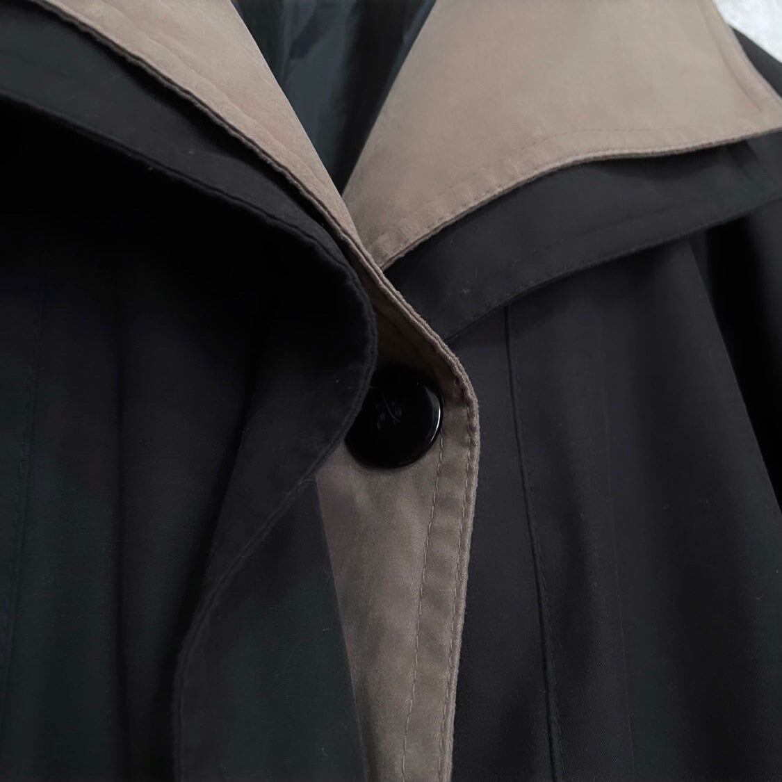 dark brown double collar coatステンカラーコート