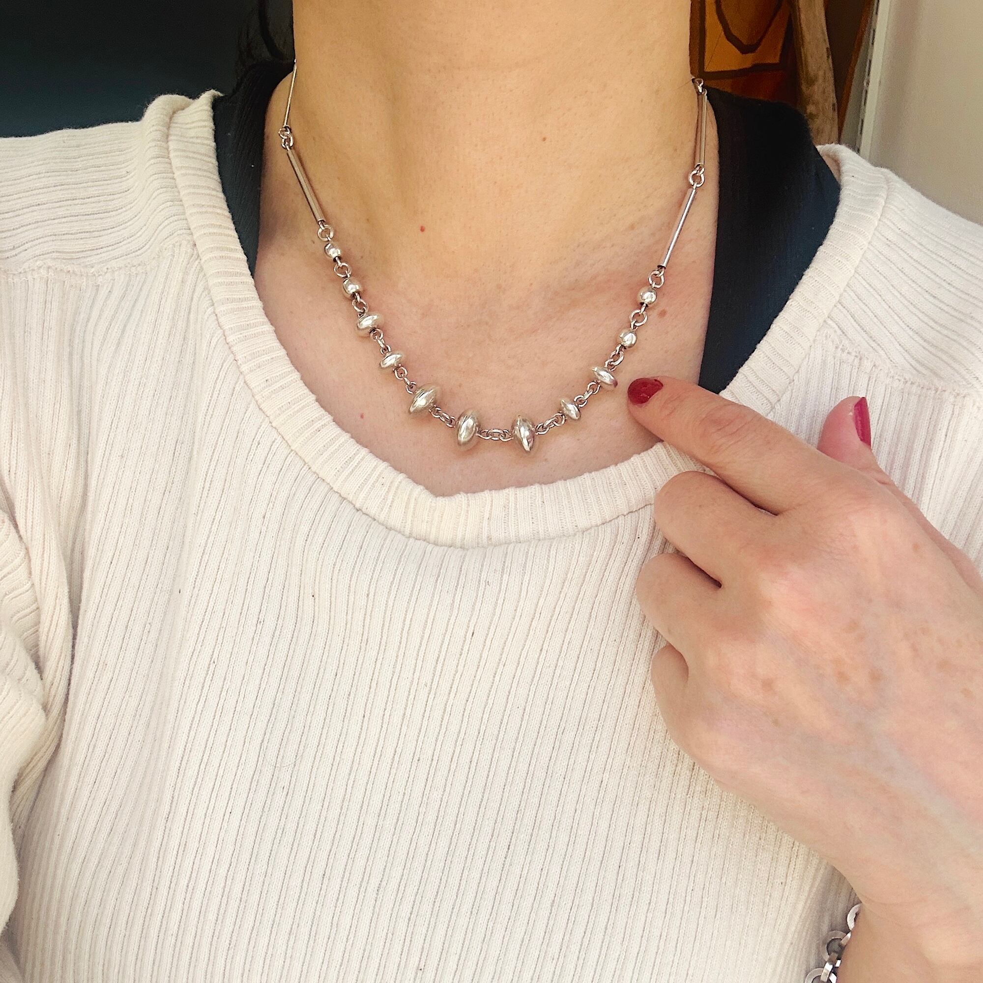 Mexico 925 トグルチェーンネックレス VINTAGE シルバー シルバー925 BEADS ＆ BAR トグルネックレス | Milo Antiques & Vintage
