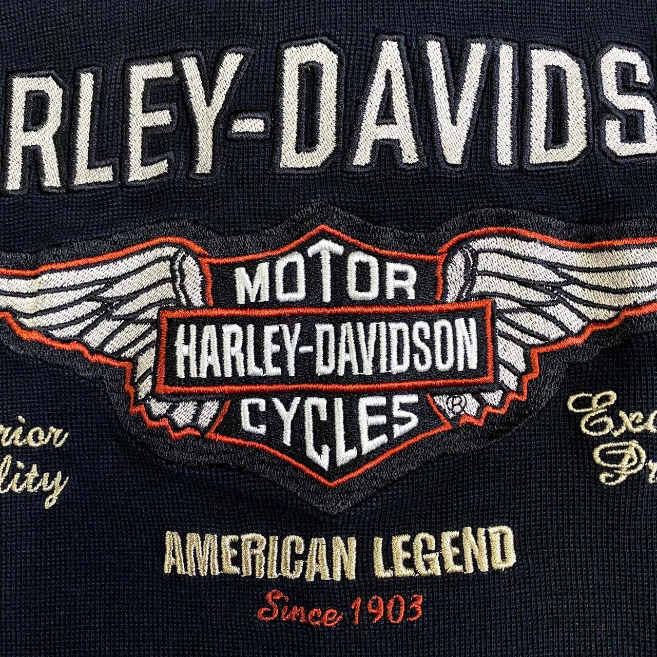 Harley-Davidson ハーレーダビッドソン 両面刺繍 ヘンリーネック