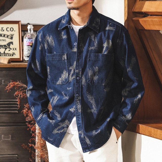 denim fake-damage unique shirt A1398