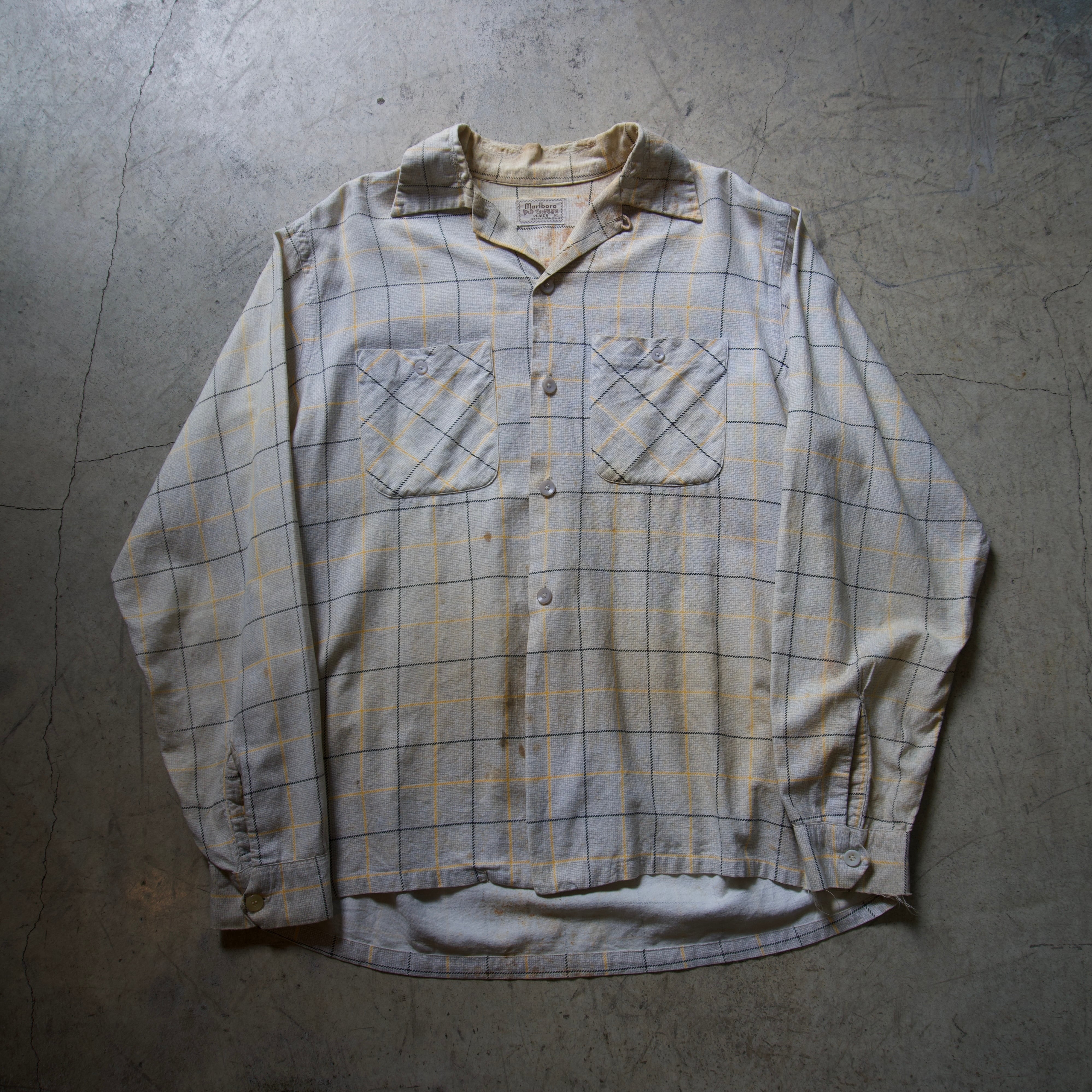 ビンテージ ベースボールシャツ-shirt 2声振り フェルトワッペン