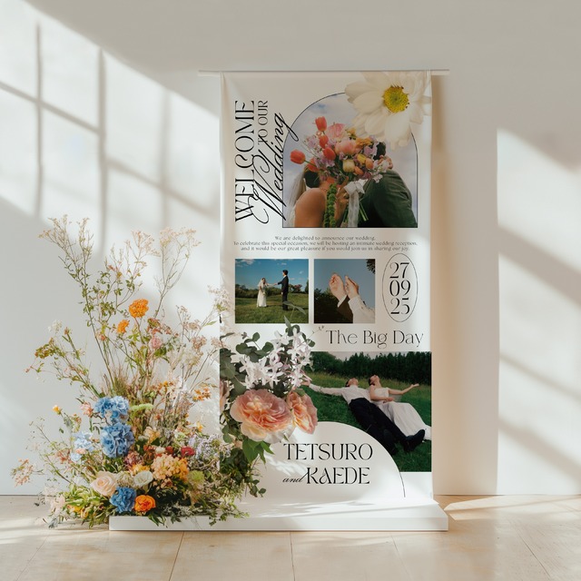 ウェディング タペストリー｜選べるデザイン3種｜お花｜結婚式　#04