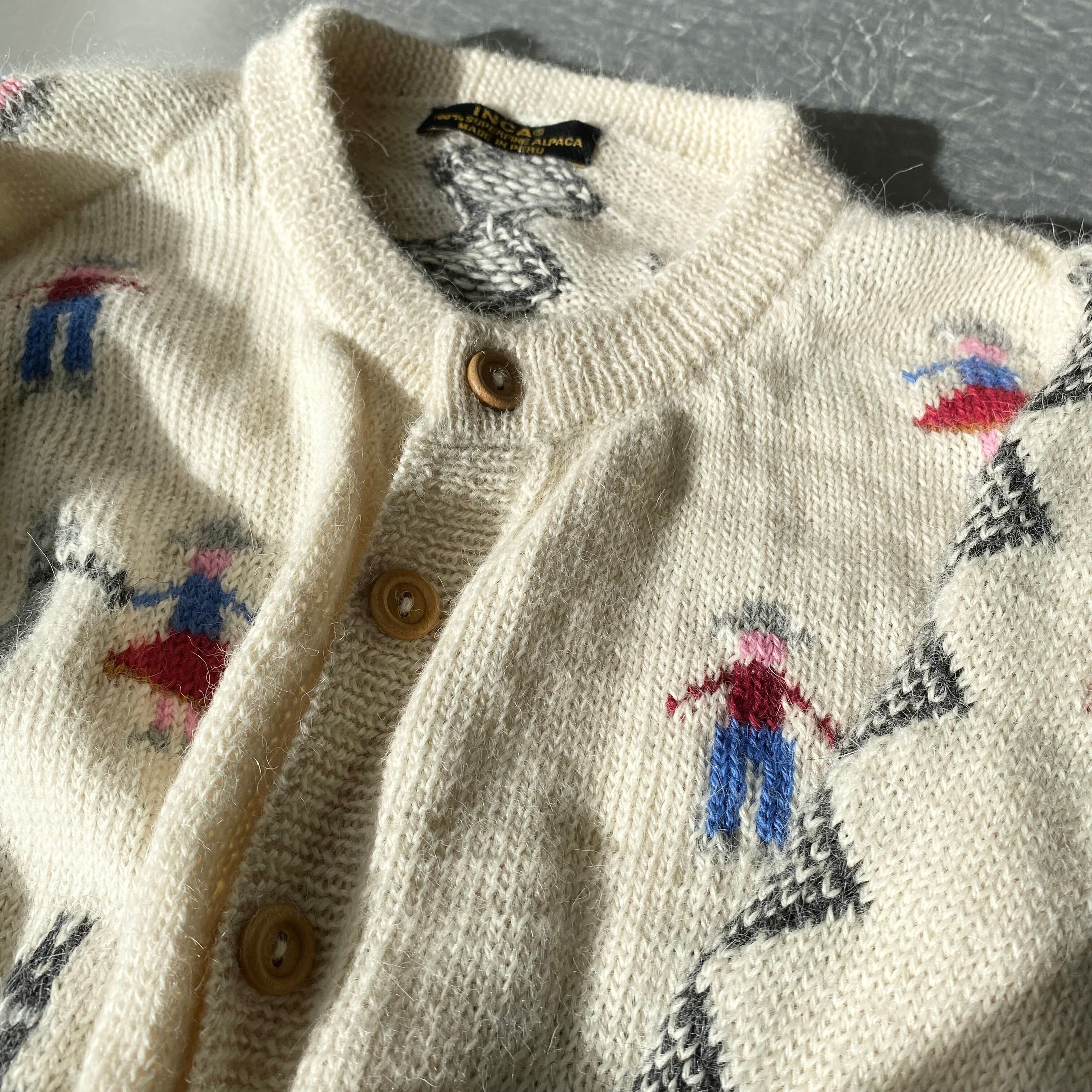 Vintage 80〜90s retro alpaca pattern knit cardigan レトロ ...