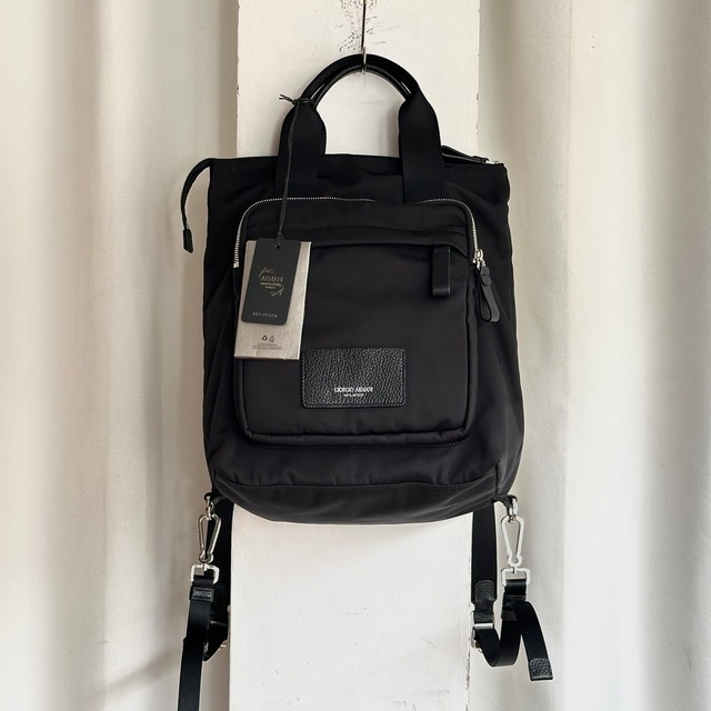 GIORGIO ARMANI RECYCLED NYLON/LEATHER 2WAY BACKPACK