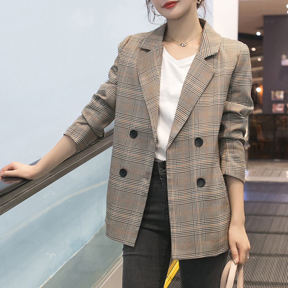 新品タグ付　タキマキ私服購入品　RECTOグレンチェックテーラードジャケット韓国 グレンチェックジャケット レディース韓国 | nandnoffice