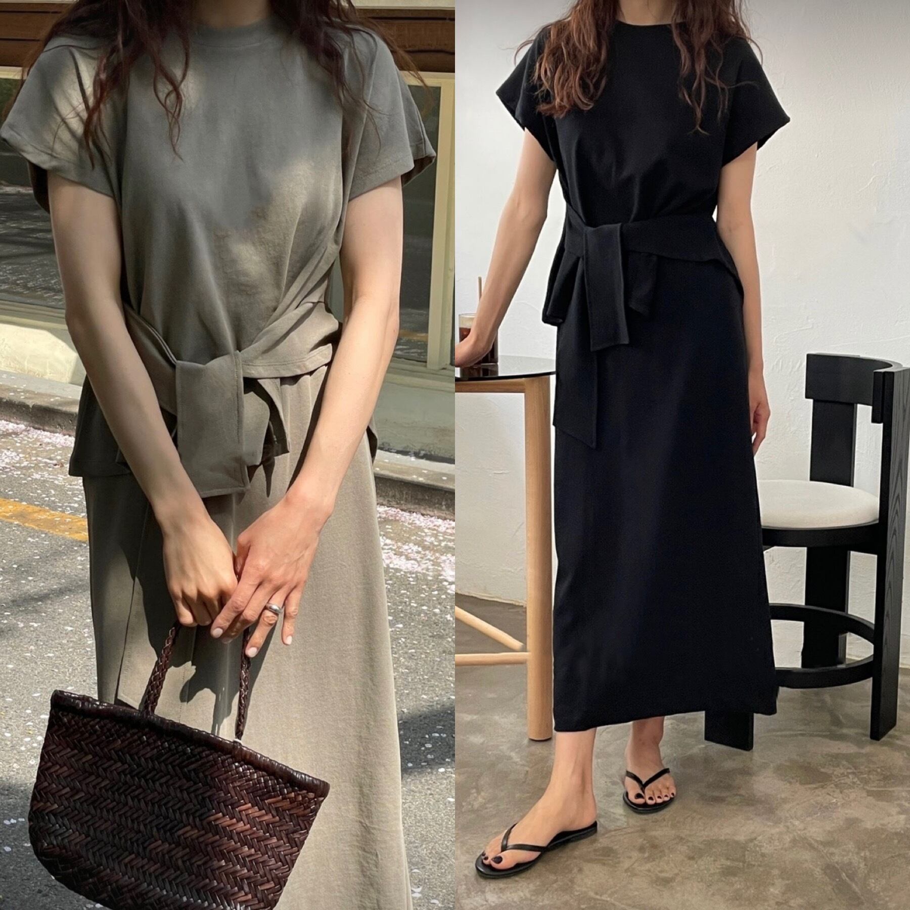 2color / ウエストリボンスカートセットアップ