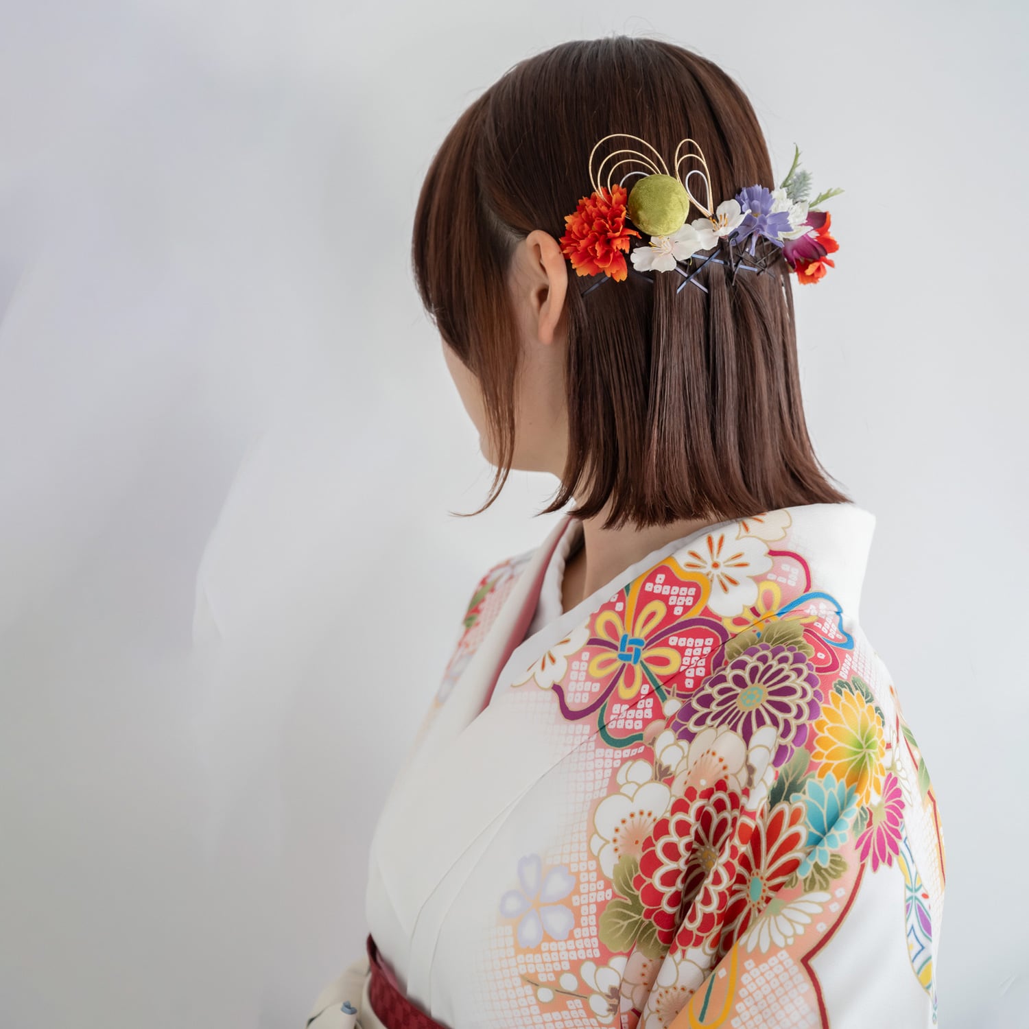 ホワイト\u0026ゴールド〜和装花髪飾り〜結婚式 和装大人の髪飾り