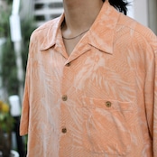 jacquard weave design aloha shirt salmon pink