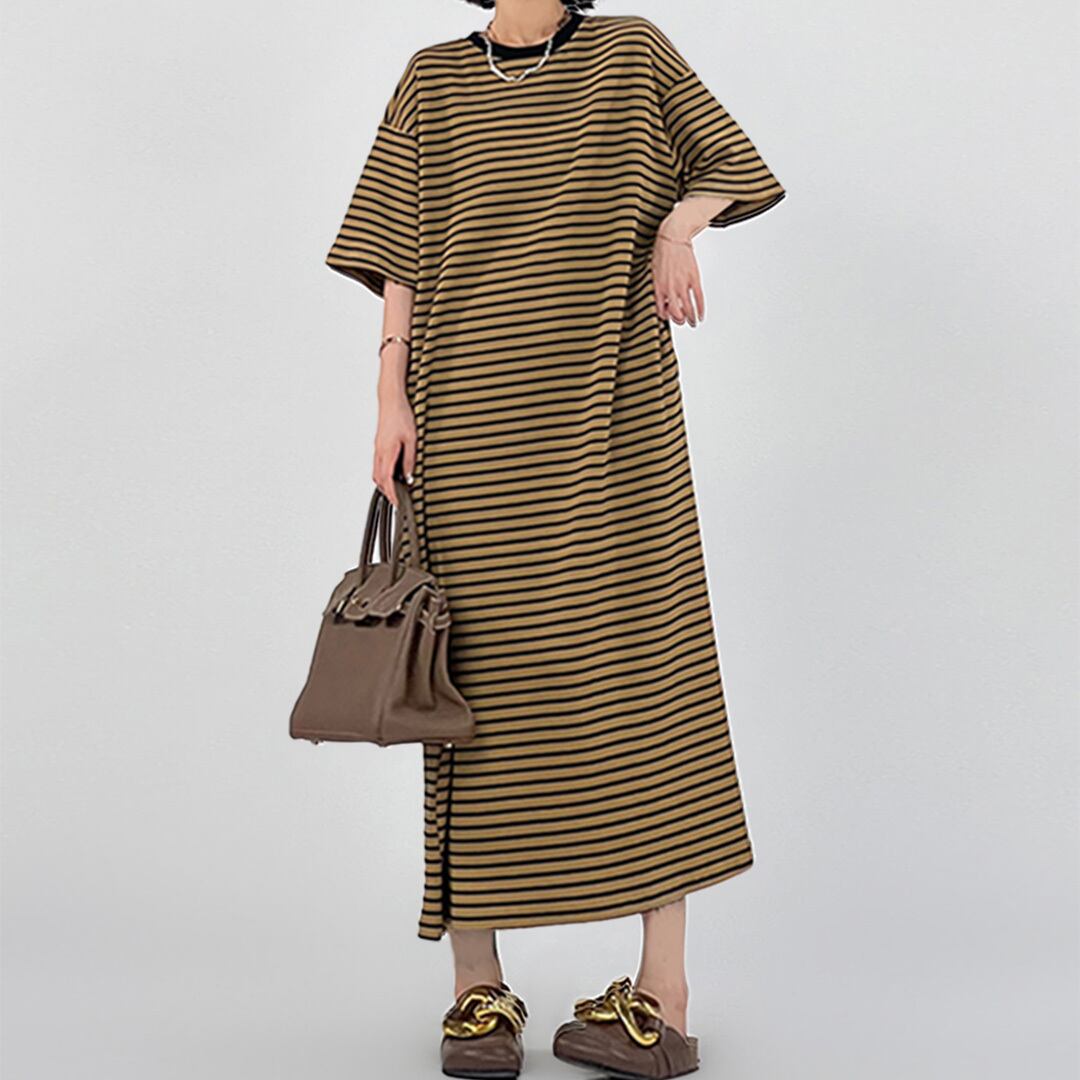 ボーダーオーバーTeeワンピース K0248