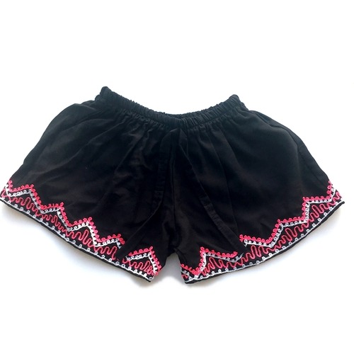 エスニック刺繍 ショートパンツ★ブラック★子供 90~95【バリ島直輸入】