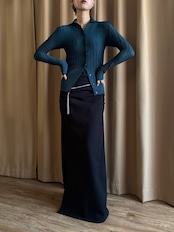 ISSEY MIYAKE dark green design tops-5138-2