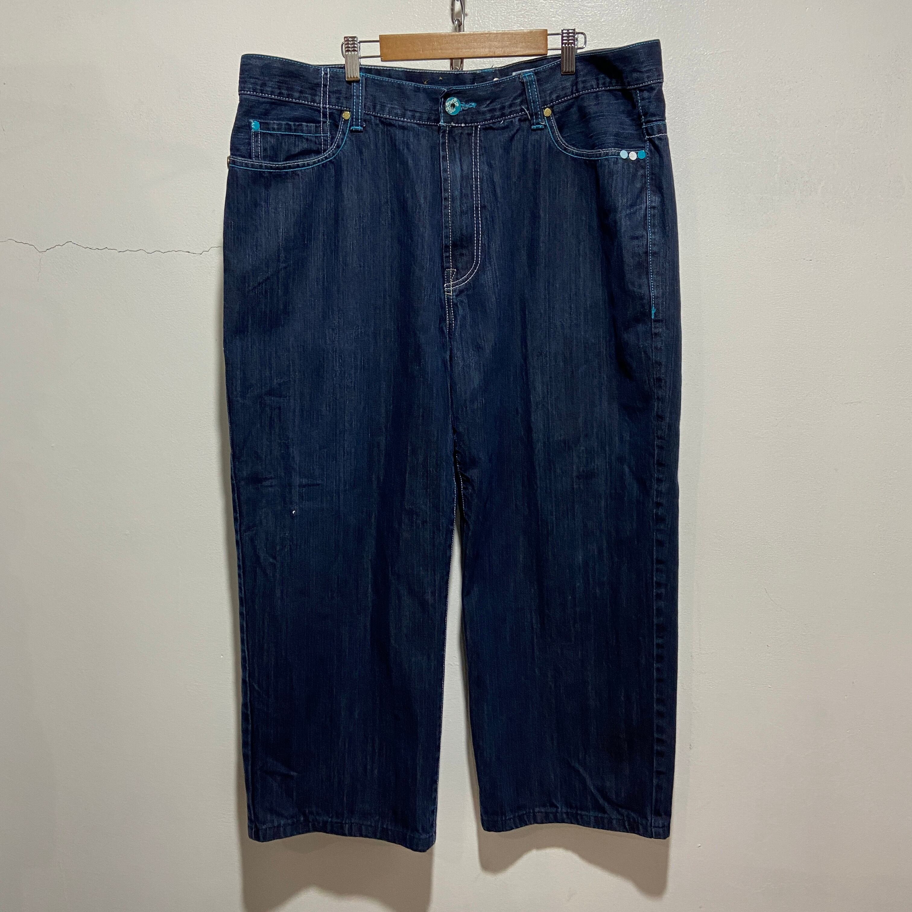 送料無料』90s ENYCE W42 ワイドバギーシルエット ブルーデニムパンツ 