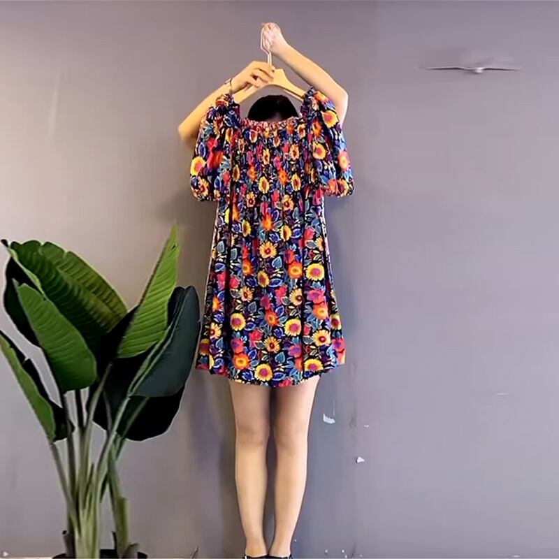 ストレッチカラードレス サマールーズスカート エラスティック 伸縮 大きめサイズ 夏物 ミックスインファッション26312784127