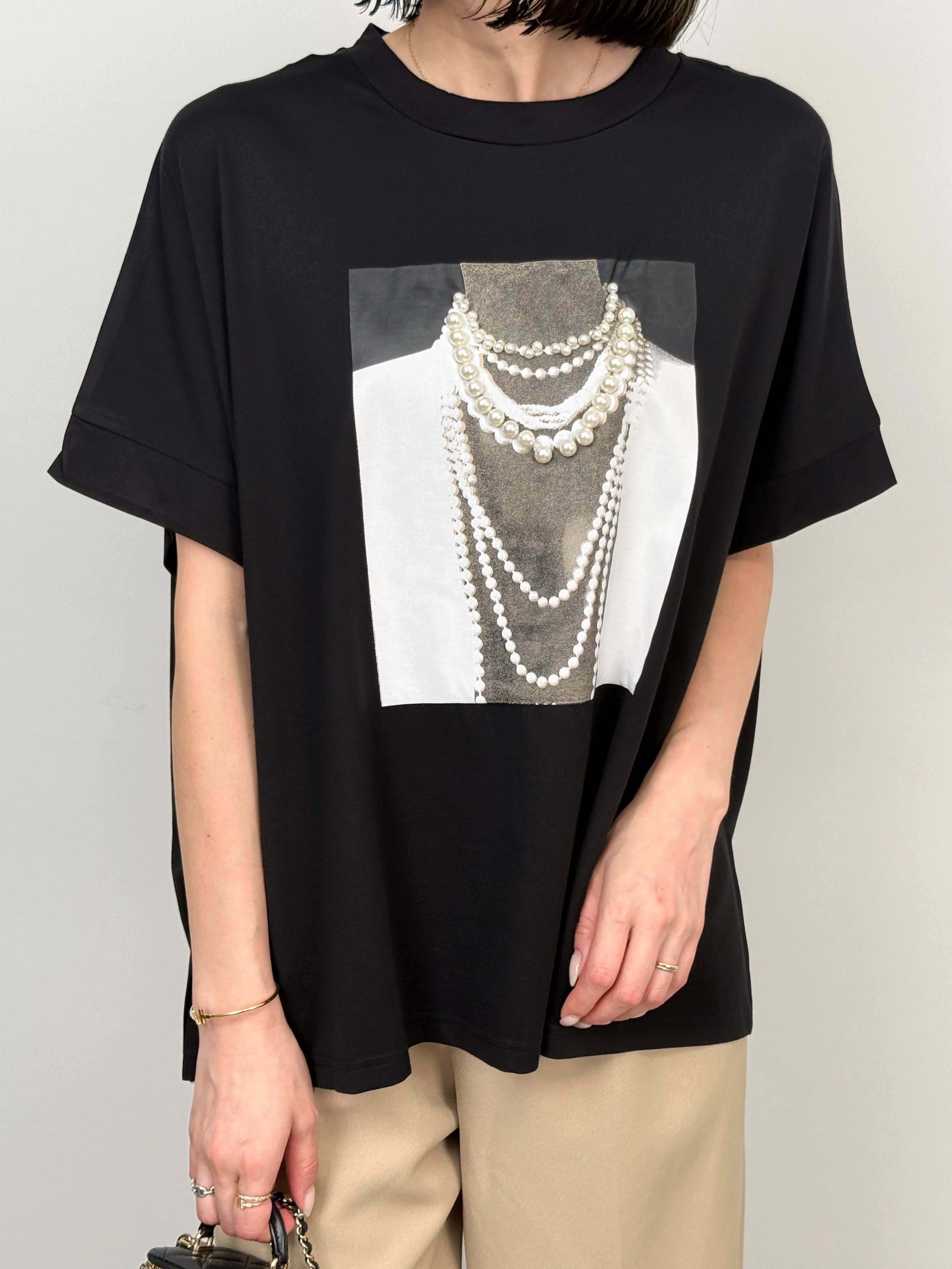 パールモチーフフォトTシャツ