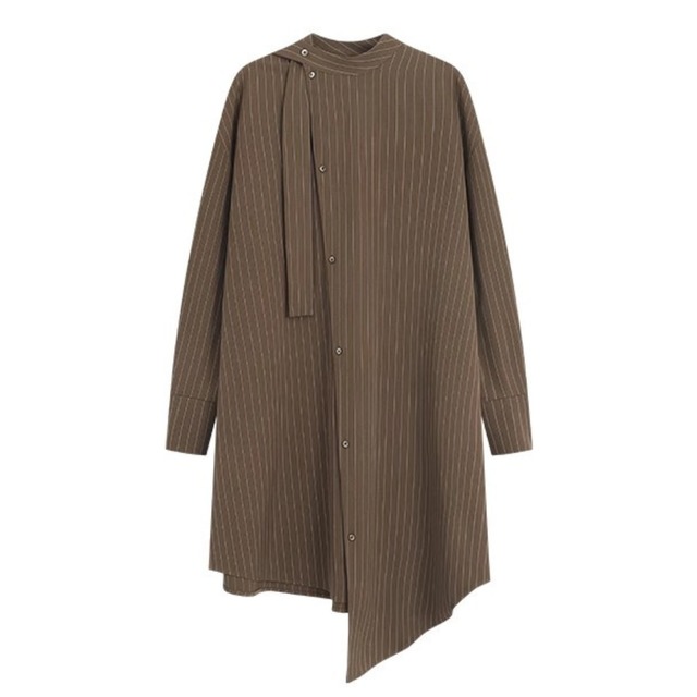 Asymmetry pinstripe shirtdress A00084