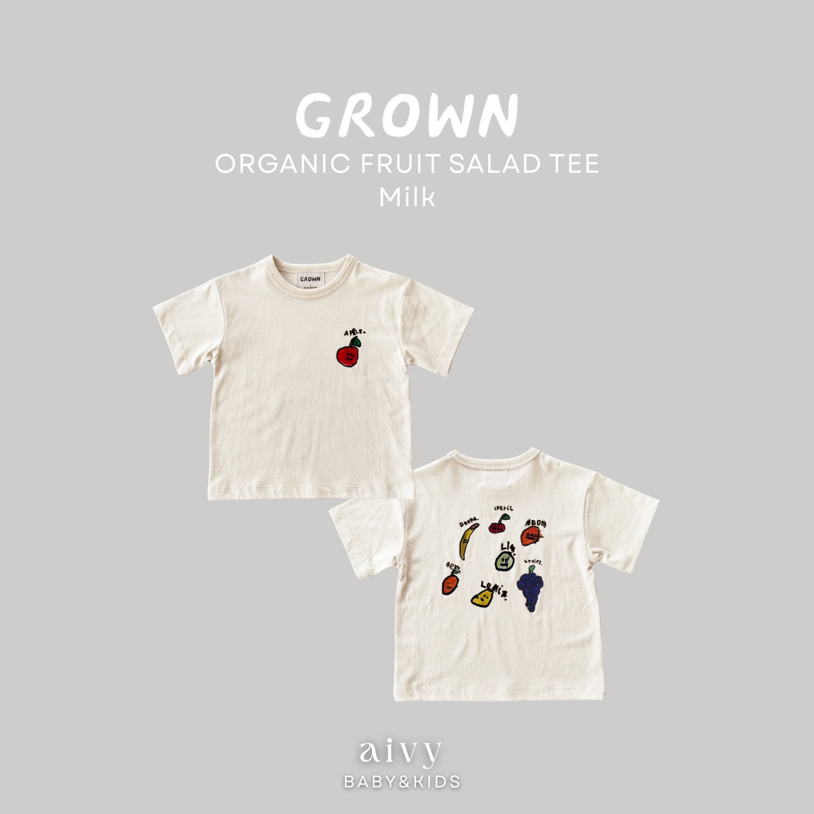 【予約】送料無料 Grown / ORGANIC FRUIT SALAD TEE - MILK