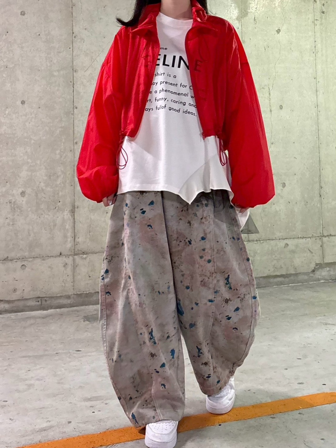 MMF140PEC ペイント柄 バレルパンツ