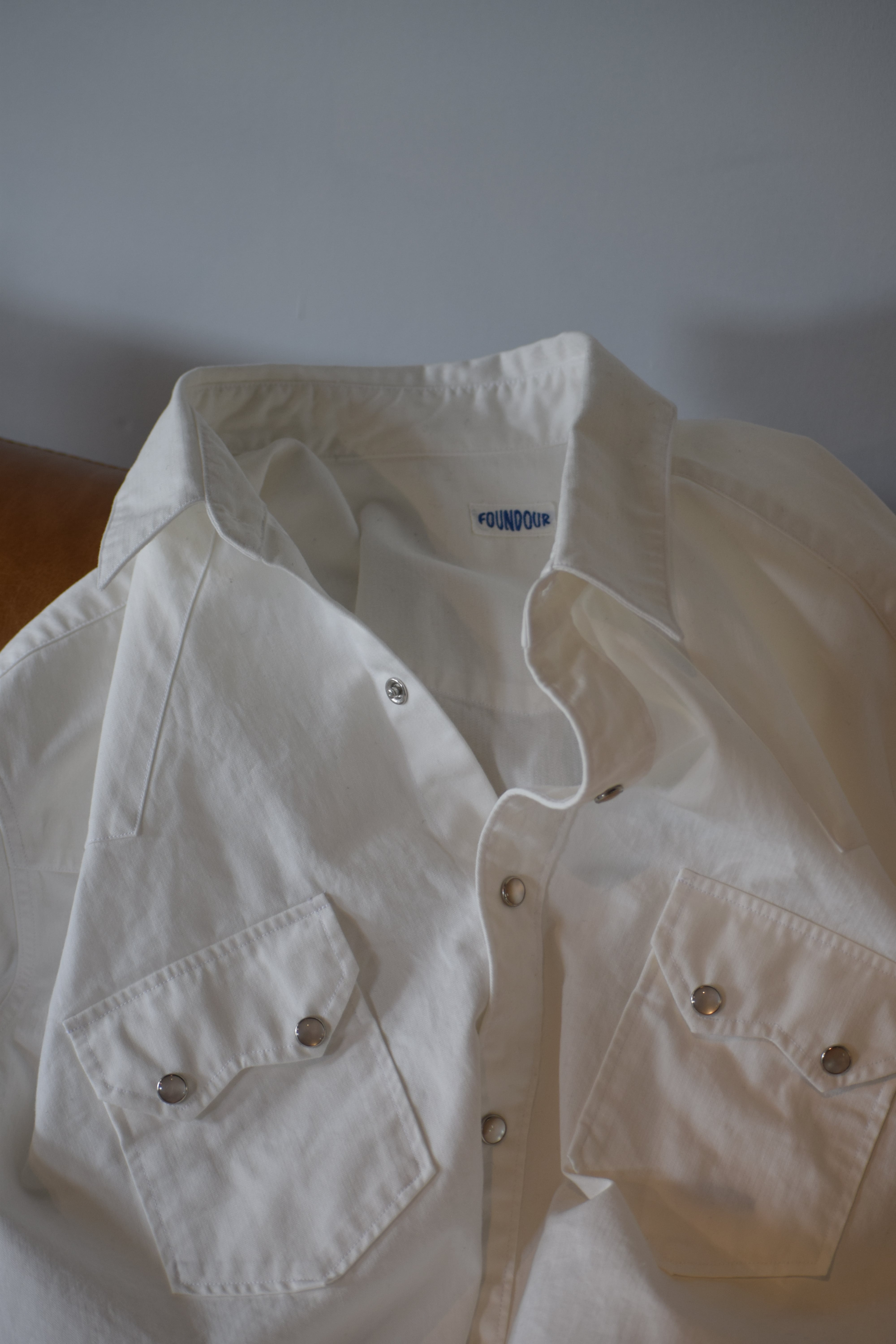 FOUNDOUR / COTTON HERRINGBONE WESTERN SHIRT