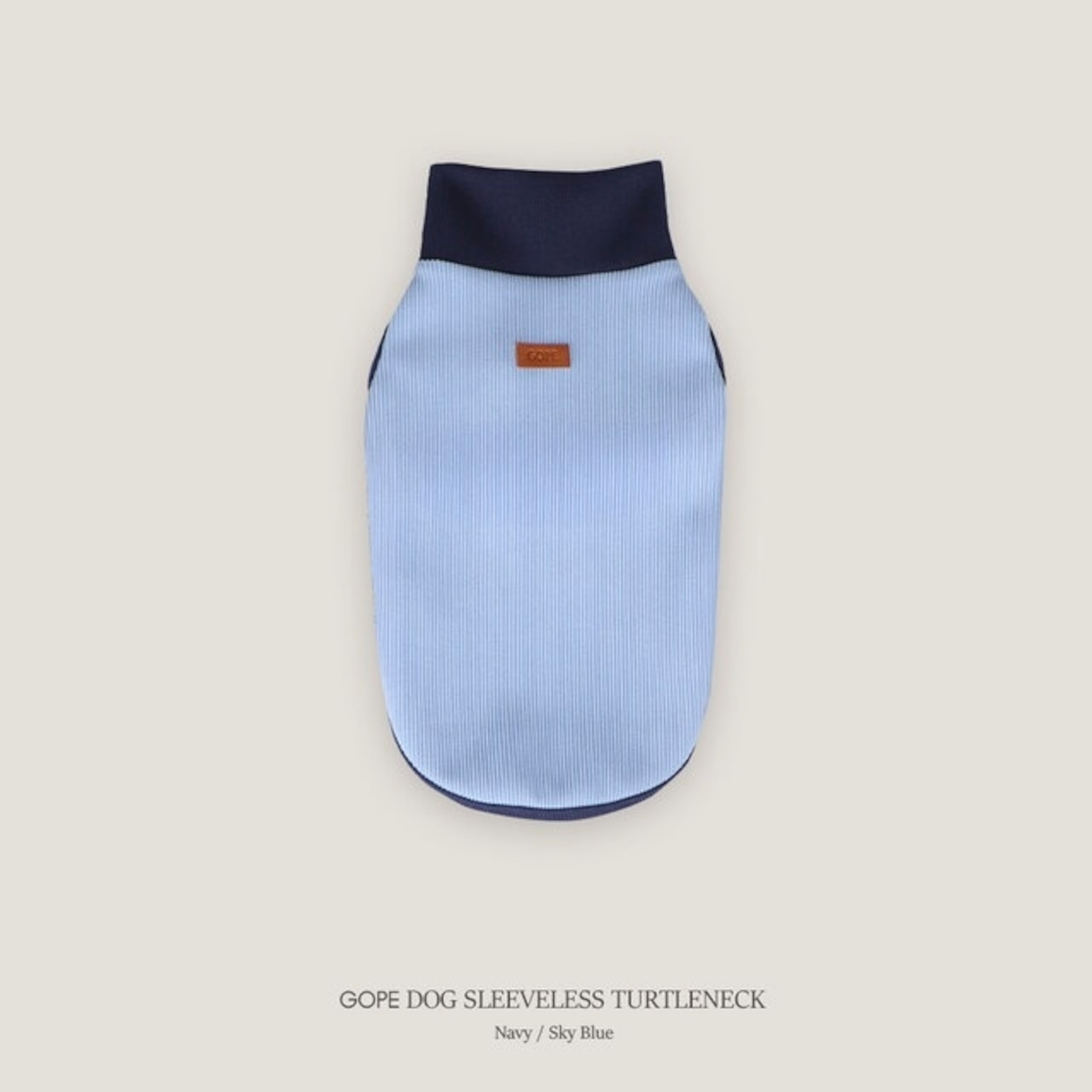 【即納】GOPE Dog Sleeveless Turtleneck｜Navy × Sky Blue - 1