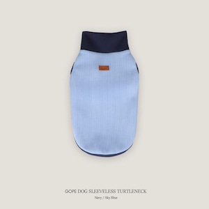 【即納】GOPE Dog Sleeveless Turtleneck｜Navy × Sky Blue