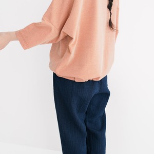 プリット prit コットンリネンサッカーストライプ 7分袖ボートネック裾ヒモプルオーバー(P91352)全2色【レターパックプラス可】