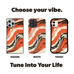 受注生産 iPhoneケース テラコッタと黒の波マーブリング｜紙マーブリング MARB011D