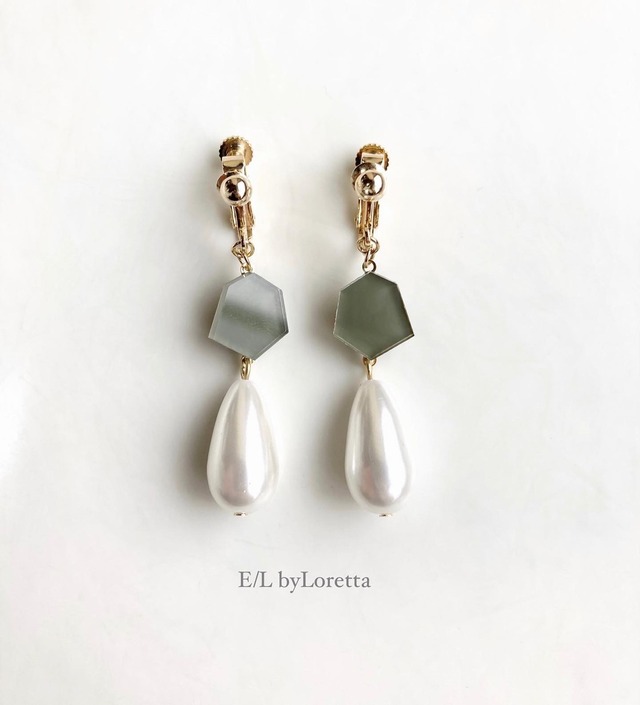 KAKERA Shizuku pearl pierce/earring(Khaki)