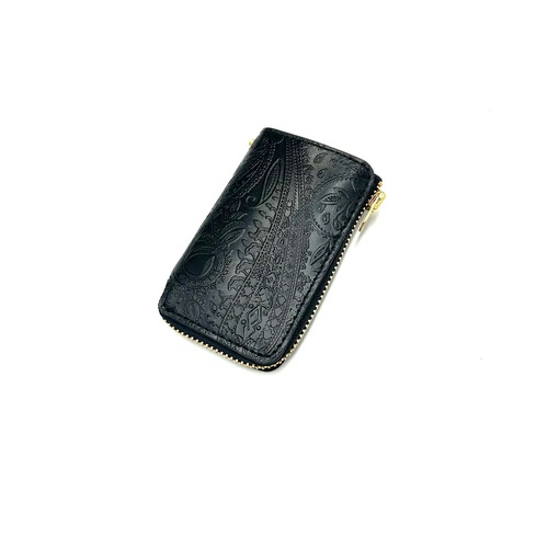 YONZY LZ キーケース ペイズリー　スクラッチレザーレッドYZLZK