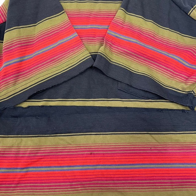 80's OLD STUSSY mulch stripe pocket T-shirt