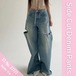 デニムパンツ デニム ジーンズ ジーパン ダメージ カッティング デニムパンツ レディース カジュアル 韓国ファッション ストリート ワイドパンツ サイドスリット