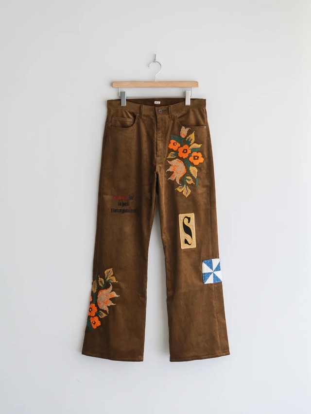 KHOKI Embroidery-design pants BROWN 25fw-p-08
