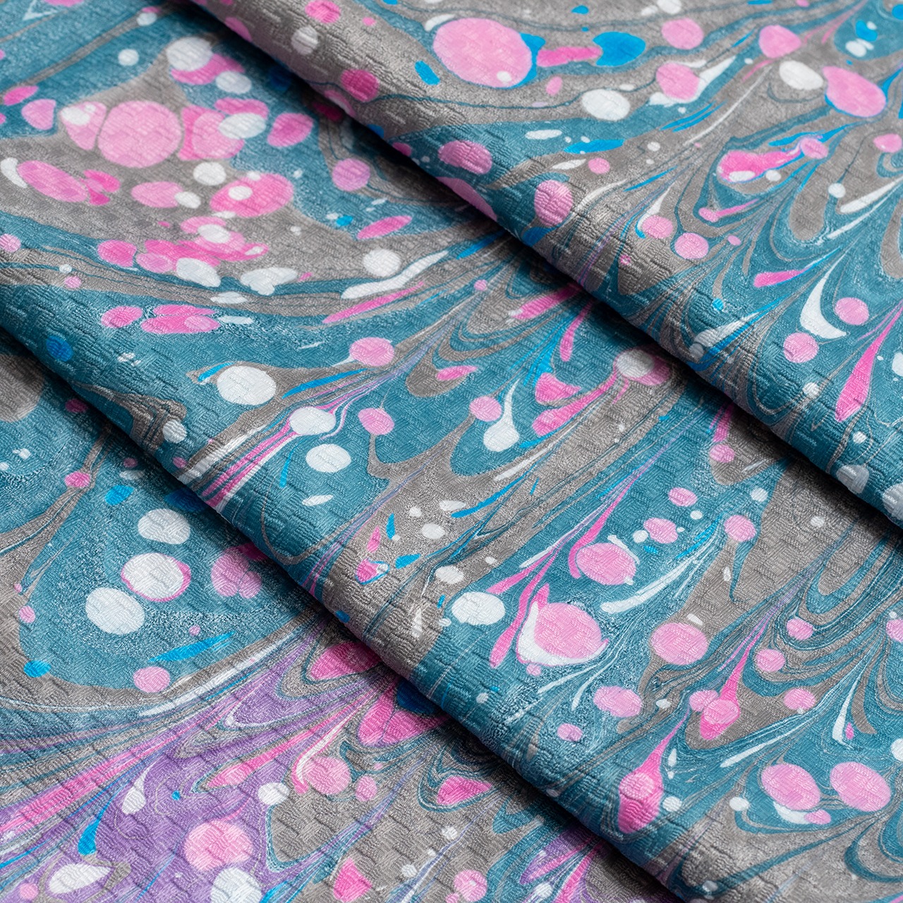 半巾帯 ❤︎［Flower shower］ピーコック柄×マーブル×ドット