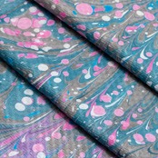 半巾帯 ❤︎［Flower shower］ピーコック柄×マーブル×ドット