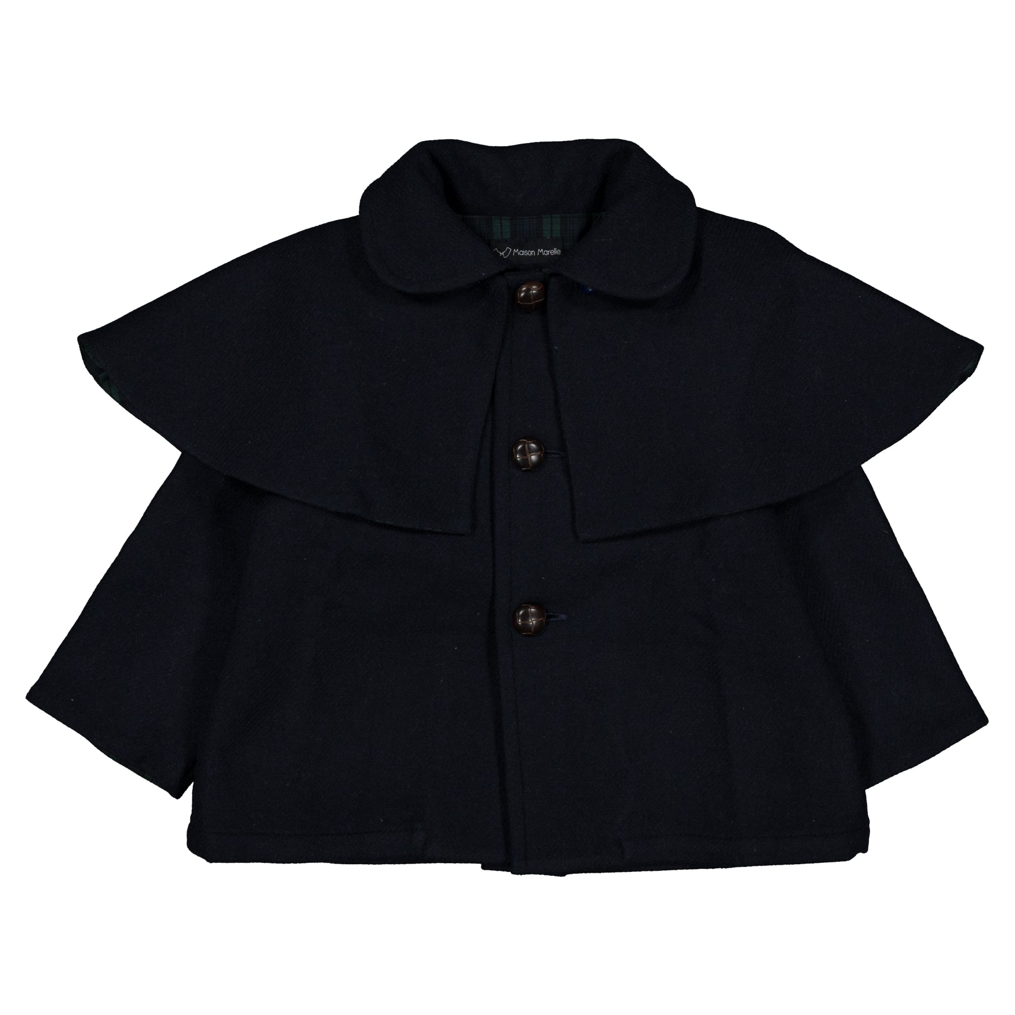 【予約/送料無料】18m-4y / Coat AMOVIBLE cape SHERLOCK- Blue mostly wool / Maison Marelle