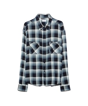 UNUSED / US2562 LONGSLEEVE RAYON CHECK SHIRT(NAVY OMBRE)