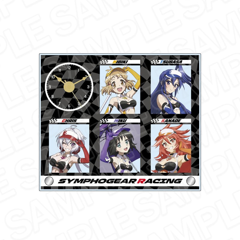戦姫絶唱シンフォギアXV アクリルクロック 響&翼&クリス&奏&未来 SYMPHOGEAR RACING ver.