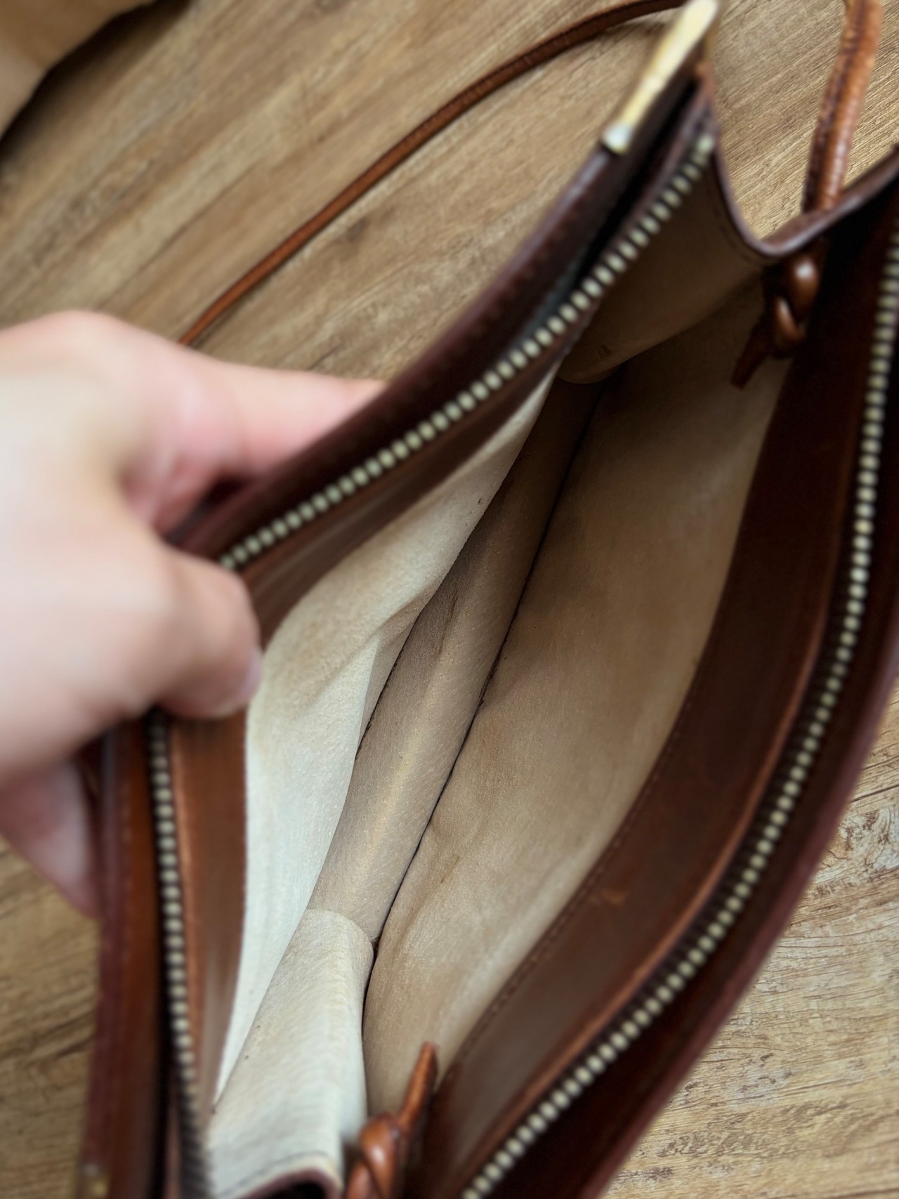 vintage brown leather square shoulder bag-5137-7