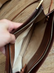 vintage brown leather square shoulder bag-5137-7