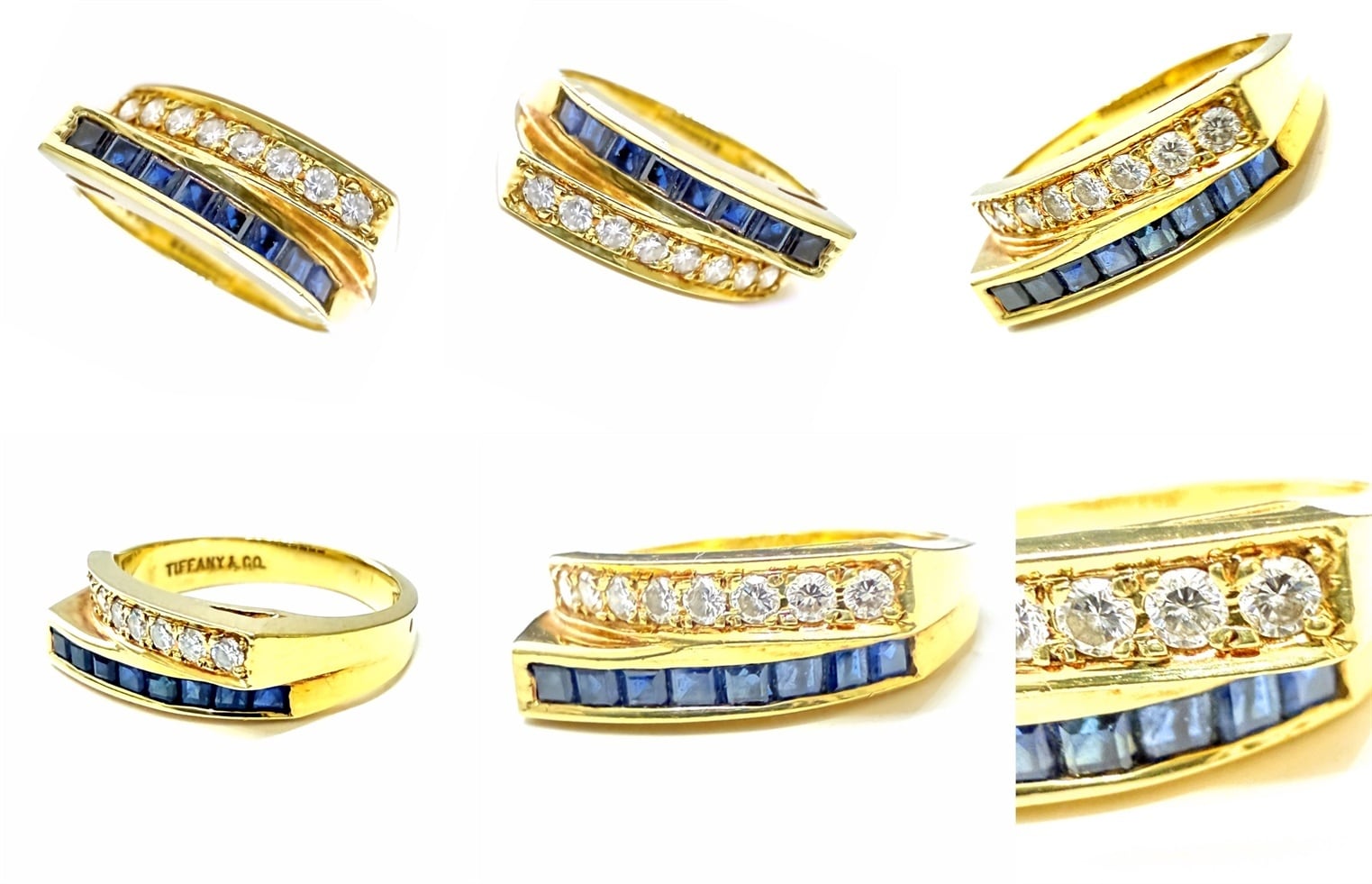TIFFANY ティファニー K18 YG ダイヤモンド サファイア リング 8P
