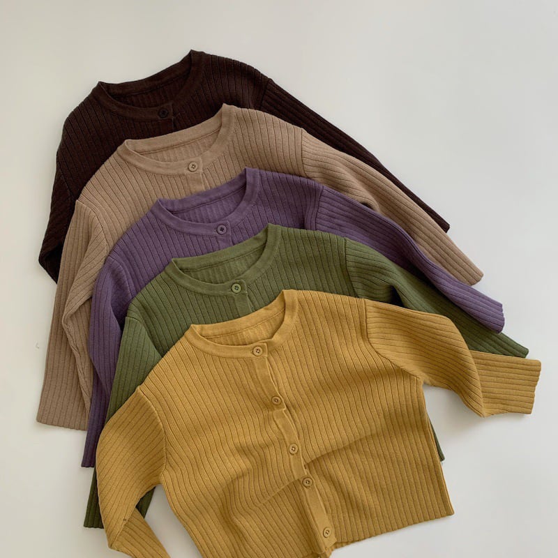 【3.7即納BABY&KID】春新作シンプルストライプニットカーディガン