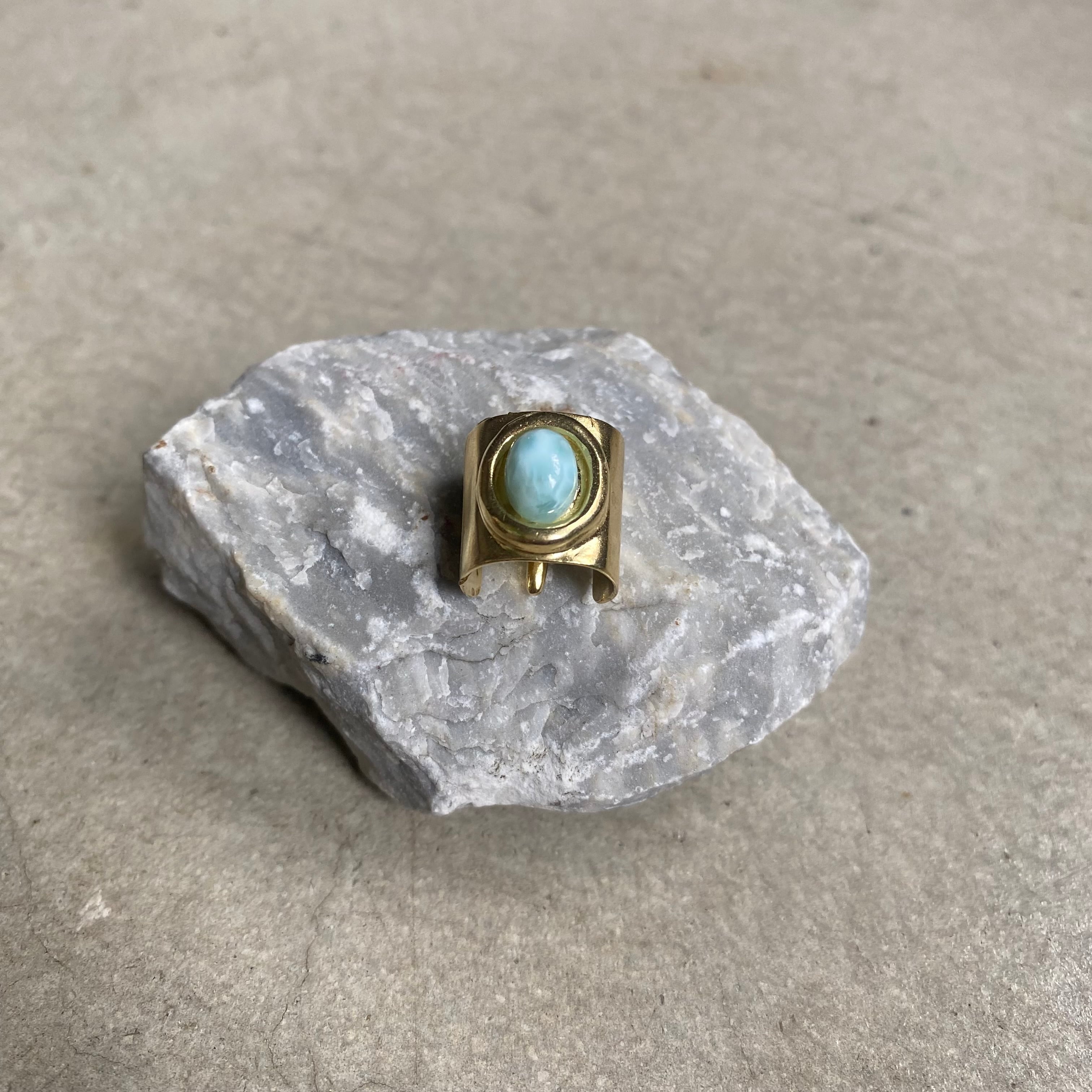 Hair Pierce Brass -larimar-