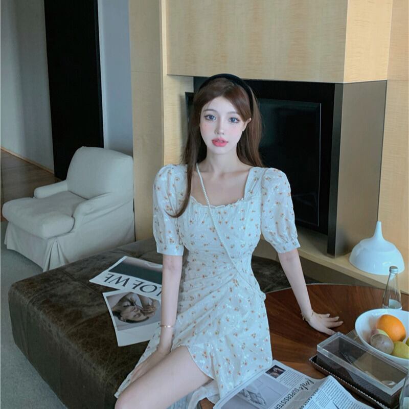 フローラルドレス レディースレースウェストカラーショートスカート サマー 夏物 花柄 スクウェア ブラックストロベリース62532849840