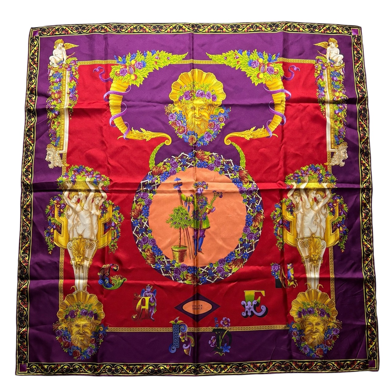 vintage ATELIER VERSACE silk scarf “GARDEN”