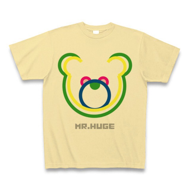 MR.HUGE DOUBLE LINE BEAR（ダブル　ライン　ベア）PRINTED Tシャツ　ナチュラル×グリーン