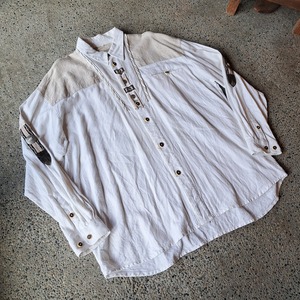 リネン混 チロリアンシャツ ビッグサイズ used [309019]