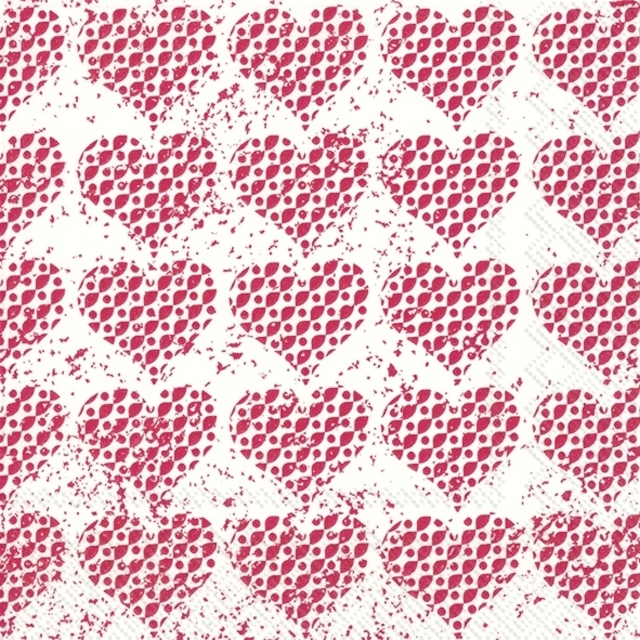 【IHR】バラ売り2枚 ランチサイズ ペーパーナプキン FANCY HEARTS レッド
