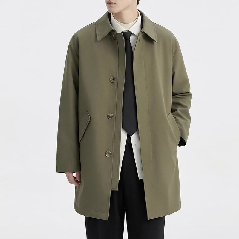 ボタンフロント 長袖 スタンダードカラー トレンチコート 2color OJ0689