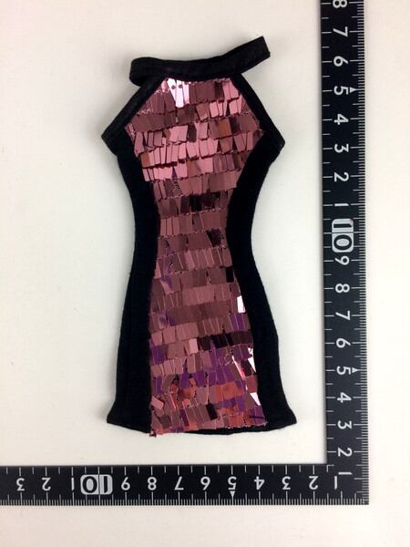 ドール服 1/6 女性用27 スパンコールドレス BLACK PINK VG - 画像1